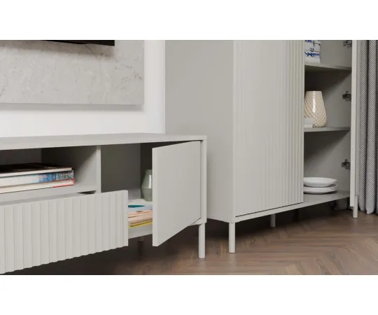 SZAFKA RTV KAMARO 160 KASZMIR Front ryflowany + Klasyczny-2