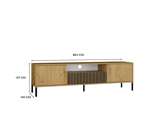 SZAFKA RTV KAMARO 160 DĄB ARTISAN Front ryflowany + Klasyczny-10