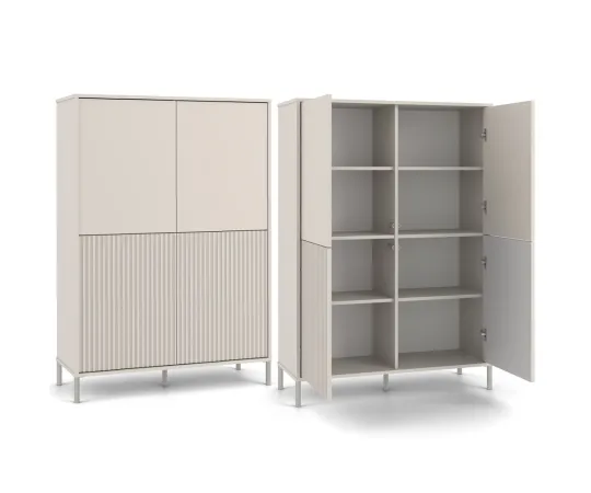 Witryna KAMARO 4DK SLIM/GŁADKI KASZMIR 4 Drzwi Lamele Front Ryflowany + Klasyczny-1