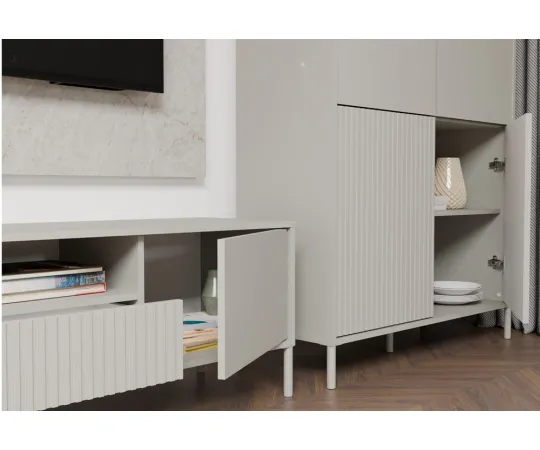 Witryna KAMARO 4DK SLIM/GŁADKI KASZMIR 4 Drzwi Lamele Front Ryflowany + Klasyczny-3