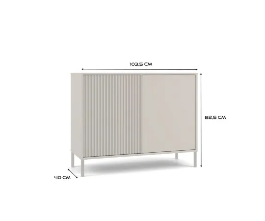 Komoda KAMARO 2D SLIM/GŁADKI KASZMIR Lamele Front Ryflowany + Klasyczny-6