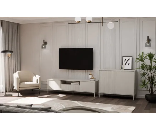 Komoda KAMARO 2D SLIM/GŁADKI KASZMIR Lamele Front Ryflowany + Klasyczny-8