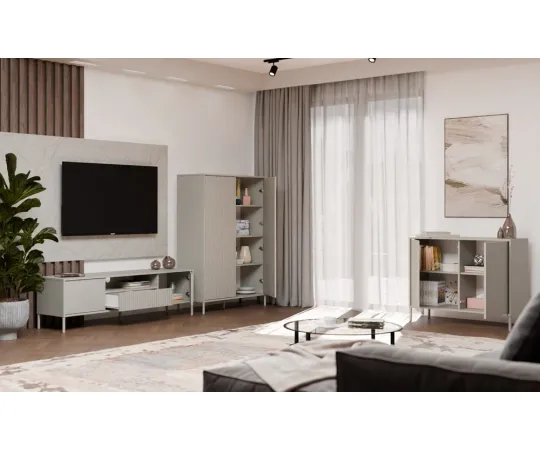 Komoda KAMARO 2D SLIM/GŁADKI KASZMIR Lamele Front Ryflowany + Klasyczny-9