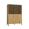 Witryna KAMARO 4DK SLIM/GŁADKI DĄB ARTISAN 4 Drzwi Lamele Front Ryflowany + Klasyczny-9