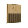 Witryna KAMARO 4DK SLIM/GŁADKI DĄB ARTISAN 4 Drzwi Lamele Front Ryflowany + Klasyczny-10