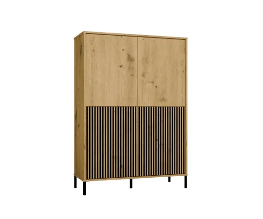 Witryna KAMARO 4DK SLIM/GŁADKI DĄB ARTISAN 4 Drzwi Lamele Front Ryflowany + Klasyczny-10