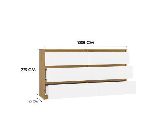 Komoda Malwa M6 140 DĄB ARTISAN BIAŁY-5