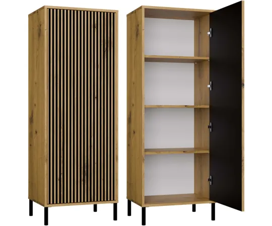 Witryna KAMARO 1DD SLIM DĄB ARTISAN Lamele Front Ryflowany-1
