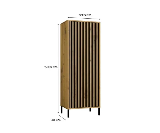Witryna KAMARO 1DD SLIM DĄB ARTISAN Lamele Front Ryflowany-6