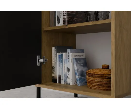 Witryna KAMARO 1DD SLIM DĄB ARTISAN Lamele Front Ryflowany-7