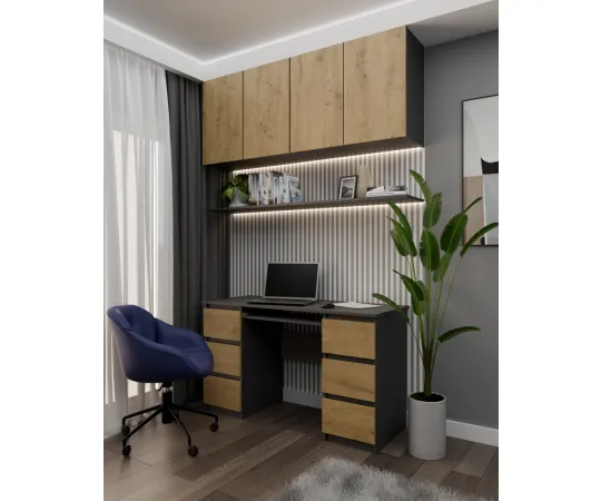 Biurko KUBA ANTRACYT DĄB ARTISAN-2