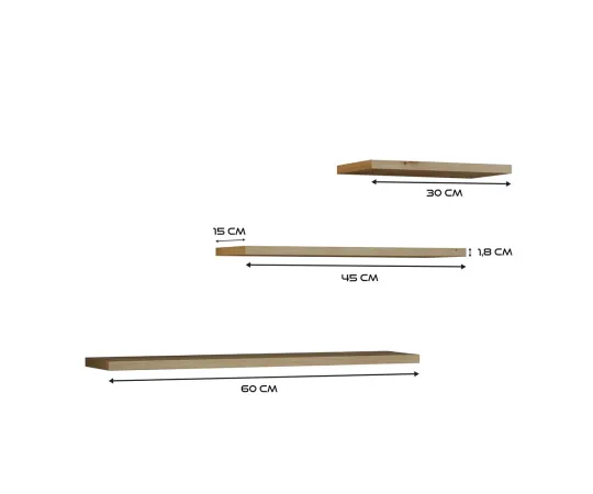 Półki Wiszące TOBI 3P DĄB ARTISAN-3