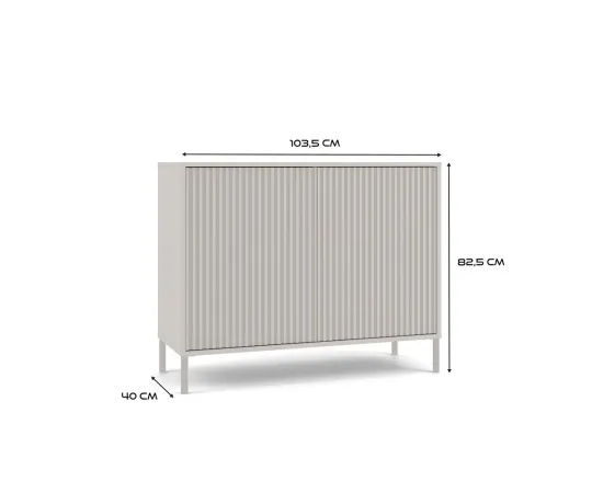 Komoda KAMARO 2D SLIM KASZMIR Lamele Front Ryflowany-6