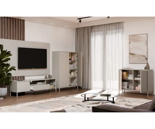 Komoda KAMARO 2D SLIM KASZMIR Lamele Front Ryflowany-10