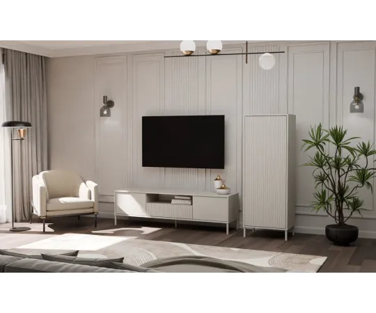 Witryna KAMARO 1DD SLIM KASZMIR Lamele Front Ryflowany-2