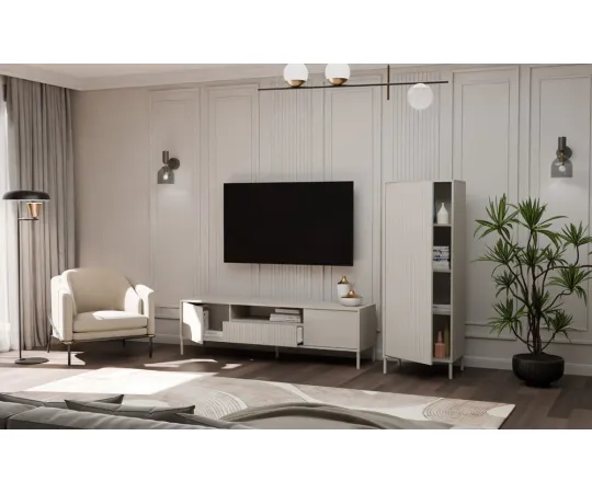 Witryna KAMARO 1DD SLIM KASZMIR Lamele Front Ryflowany-9