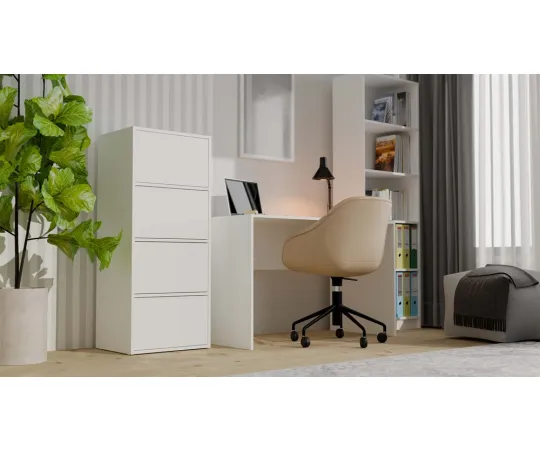 Komoda ALMA BIAŁA Szafka 4 Drzwi 4 Półki-3