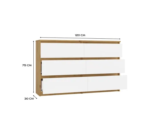 Komoda Malwa M6 120 DĄB ARTISAN BIAŁY-6