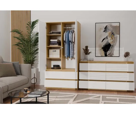 Komoda Malwa M6 120 DĄB ARTISAN BIAŁY-8