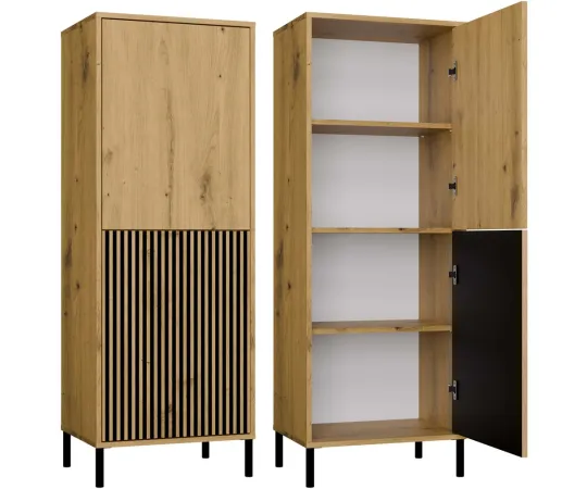 Witryna KAMARO 2DK SLIM/GŁADKI DĄB ARTISAN Lamele Front Ryflowany + Klasyczny-1