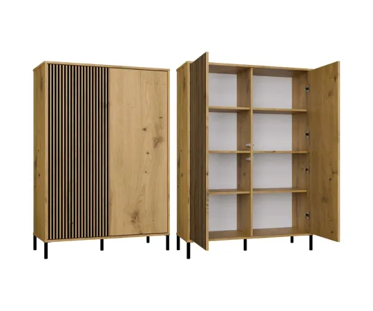 Witryna KAMARO 2DD SLIM/GŁADKI DĄB ARTISAN Lamele Front Ryflowany + Klasyczny-1