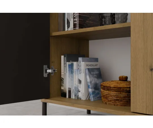Witryna KAMARO 2DD SLIM/GŁADKI DĄB ARTISAN Lamele Front Ryflowany + Klasyczny-3