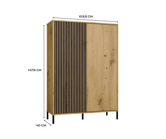 Witryna KAMARO 2DD SLIM/GŁADKI DĄB ARTISAN Lamele Front Ryflowany + Klasyczny-6