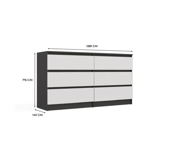 Komoda Malwa M6 140 ANTRACYT / BIAŁY-10