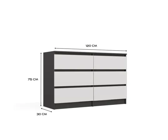 Komoda Malwa M6 120 ANTRACYT / BIAŁY-5