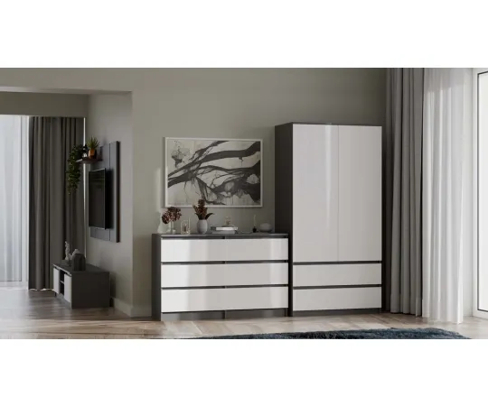 Komoda Malwa M6 120 ANTRACYT / BIAŁY-10
