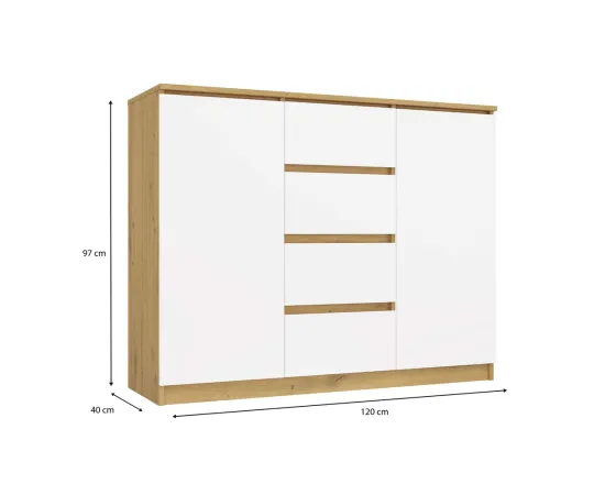 Komoda Malwa 2D4S 120 DĄB ARTISAN BIEL-6