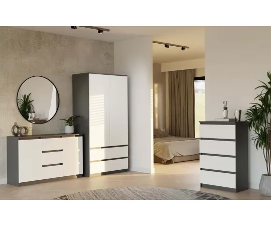 Komoda Malwa 2D3S ANTRACYT BIAŁY-4