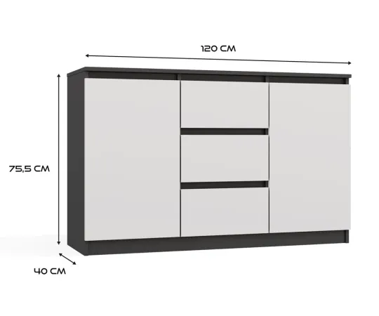 Komoda Malwa 2D3S ANTRACYT BIAŁY-8