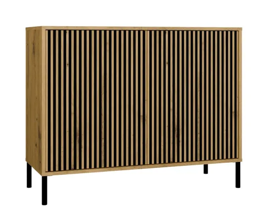 Komoda KAMARO 2D SLIM DĄB ARTISAN Lamele Front Ryflowany-1