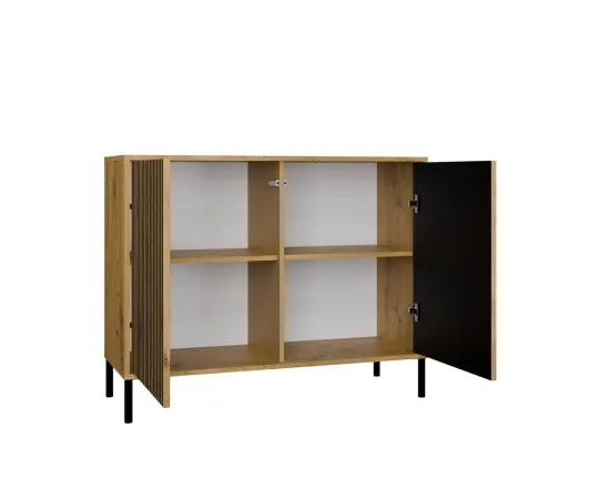 Komoda KAMARO 2D SLIM DĄB ARTISAN Lamele Front Ryflowany-2