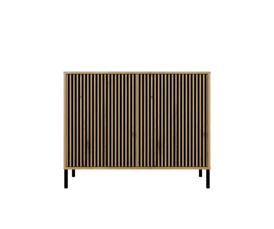 Komoda KAMARO 2D SLIM DĄB ARTISAN Lamele Front Ryflowany-7