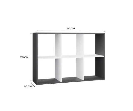 Regał Malax 2X3 ANTRACYT BIAŁY-4