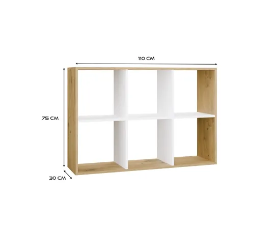 Regał Malax 2X3 DĄB ARTISAN BIAŁY-4