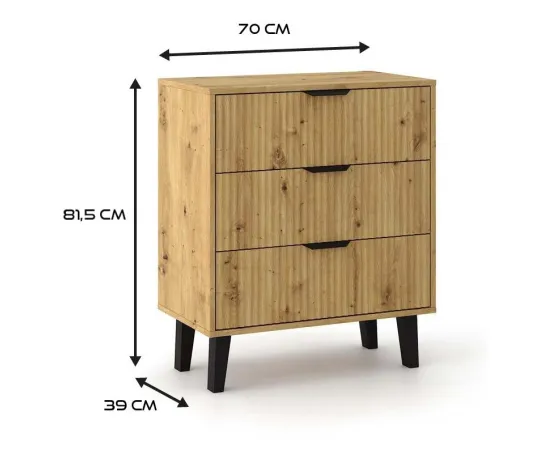 Komoda Scandi 3S SLIM DĄB ARTISAN-3