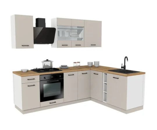 MEBLE KUCHENNE ZESTAW VARIO Z1 240x180CM KASZMIR BLAT DĄB EVOKE BEZ AGD-1