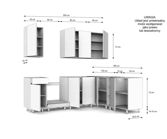 MEBLE KUCHENNE ZESTAW VARIO 240X180CM Z4 CZARNY/EVOKE BLAT DISTRICT BEZ AGD-3