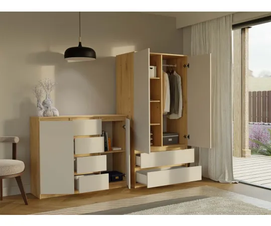 Komoda Malwa 2D4S 120 DĄB ARTISAN KASZMIR BEŻ-5