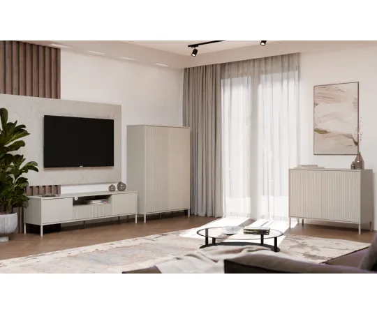 Witryna KAMARO 2DD SLIM/GŁADKI KASZMIR Lamele Front Ryflowany + Klasyczny-6