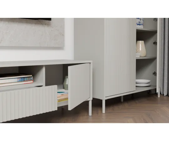 Witryna KAMARO 2DD SLIM/GŁADKI KASZMIR Lamele Front Ryflowany + Klasyczny-8