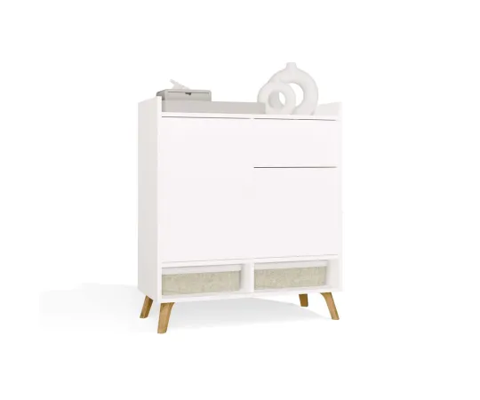 Komoda COLIN Szafka 2 Drzwi 1 Szuflada Z Nóżkami BIAŁY-7