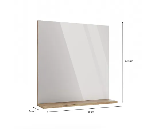 LUSTRO ŁAZIENKOWE Z PÓŁKĄ TIGO 60x61,5 CM DĄB EVOKE DO ŁAZIENKI PRZEDPOKOJU-11