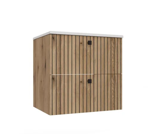SZAFKA POD UMYWALKĘ TIGO 60 2S DĄB EVOKE RYFLOWANY FRONT + UMYWALKA-11