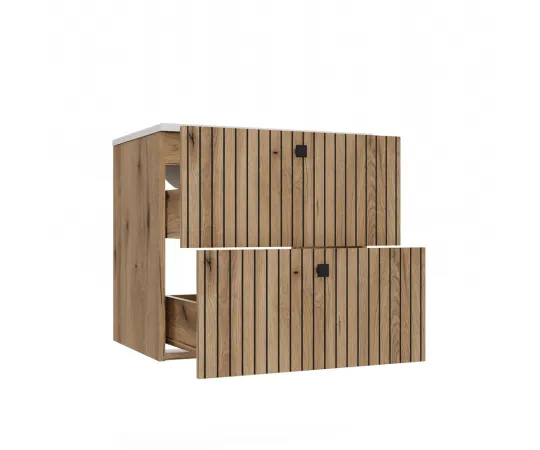 SZAFKA POD UMYWALKĘ TIGO 60 2S DĄB EVOKE RYFLOWANY FRONT + UMYWALKA-12