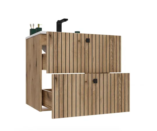 SZAFKA POD UMYWALKĘ TIGO 60 2S DĄB EVOKE RYFLOWANY FRONT + UMYWALKA-13