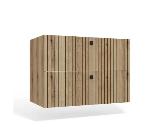 SZAFKA POD UMYWALKĘ TIGO 80 2S DĄB EVOKE 2 SZUFLADY RYFLOWANY FRONT WISZĄCA-1
